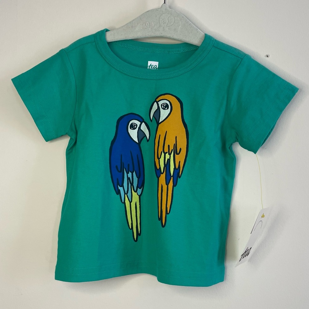 Tea Collection Parrot Pals Baby Graphic Tee 6-9 Months Animal Green Pop Color